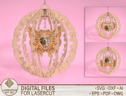 Memorial Wind Spinner SVG Photo Frame for Glowforge and xTool