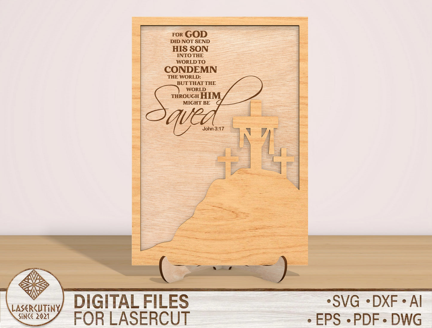 Christian Easter Tabletop Sign SVG He Is Risen Scripture for LightBurn