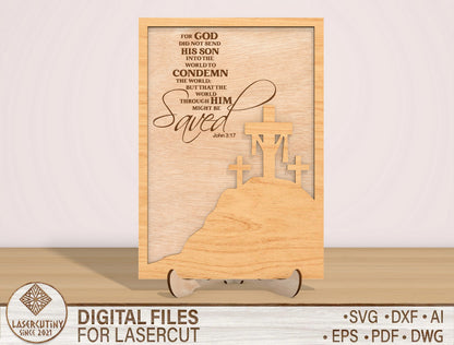 Christian Easter Tabletop Sign SVG He Is Risen Scripture for LightBurn
