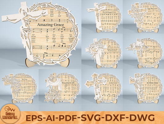 Easter Day Christian Tabletop Decor Laser Cut File | Religious Layered Wood Sign | Ready to Cut | Glowforge, xTool, LightBurn, etc.