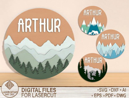 Mountain Name Sign SVG for Glowforge and xTool Laser Cut File