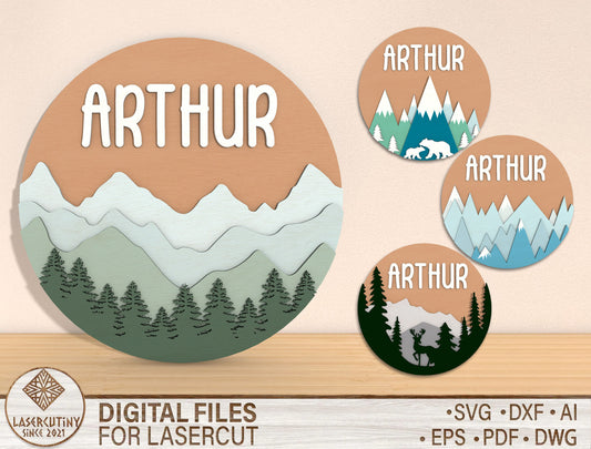 Mountain Name Sign SVG for Glowforge and xTool Laser Cut File