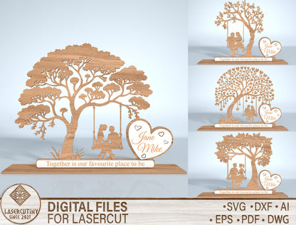 Personalized Couple Tree Tabletop SVG Bundle Laser Cut File for Glowforge and xTool