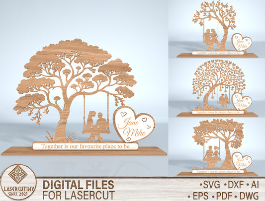 Personalized Couple Tree Tabletop SVG Bundle Laser Cut File for Glowforge and xTool