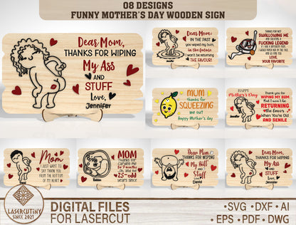 Funny Mom Wooden Sign SVG Bundle for Glowforge and xTool