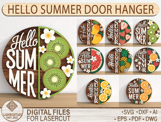Tropical Fruit Summer Door Hanger SVG Bundle for Glowforge Users