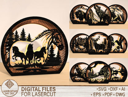 Wildlife Lantern SVG Bundle Laser Cut File for LightBurn and Glowforge