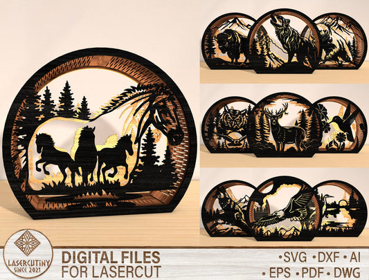 Wildlife Lantern SVG Bundle Laser Cut File for LightBurn and Glowforge