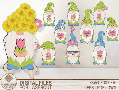 Gnome Flower Holder SVG Mother's Day Display for Glowforge