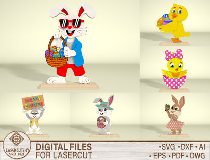 Cute Easter Character SVG Bundle 6 Designs for Glowforge and xTool