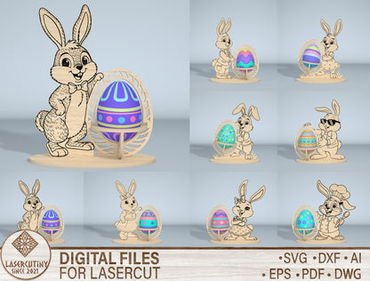 Easter Bunny Egg Spinner SVG Bundle 9 Designs for Glowforge and xTool