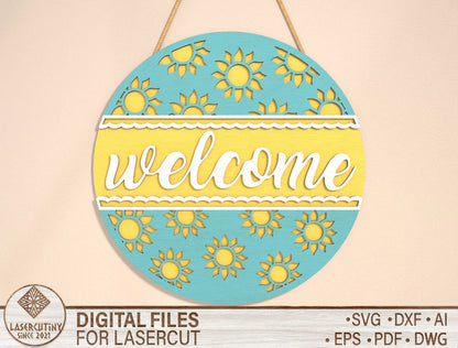 Sunshine Welcome Door Sign SVG for LightBurn and Glowforge