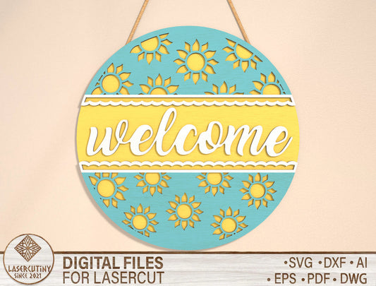 Sunshine Welcome Door Sign SVG for LightBurn and Glowforge