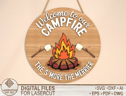 “Welcome to Our Campfire” Door Sign SVG for LightBurn and Glowforge