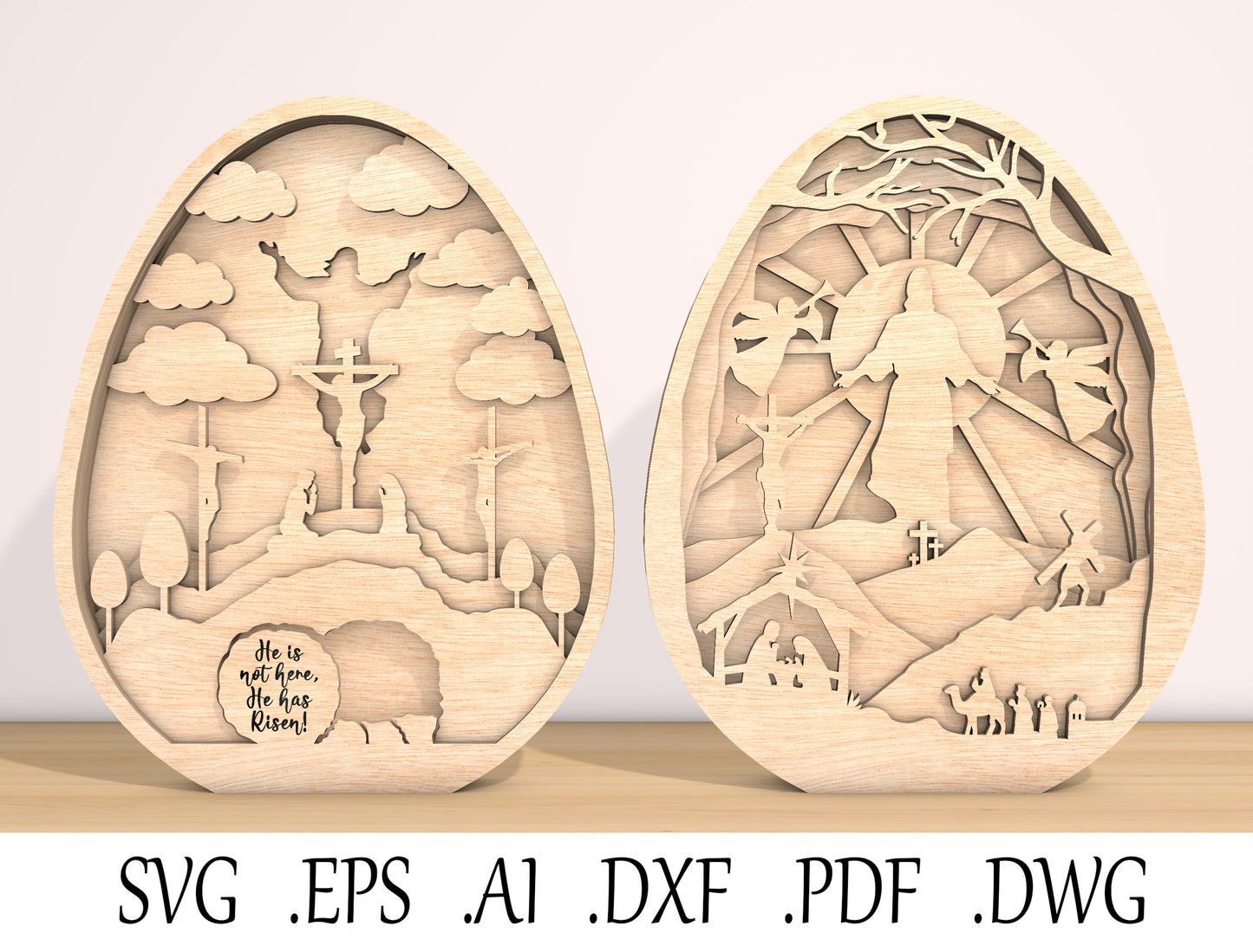 26 Easter Multilayer Bundle Laser Cut File | Christian & Bunny Decor | Glowforge, xTool, LightBurn, etc.