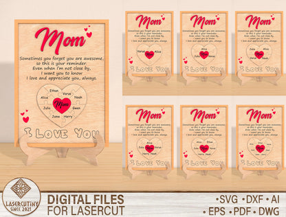 Mom Heart Quote Sign SVG Sometimes You Forget for LightBurn and xTool