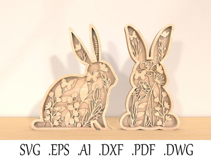 26 Easter Multilayer Bundle Laser Cut File | Christian & Bunny Decor | Glowforge, xTool, LightBurn, etc.