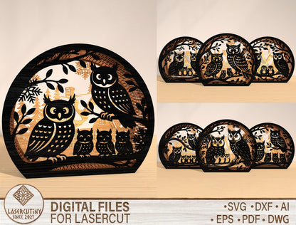 Owl Family Winter Village Christmas Lantern SVG Bundle 7