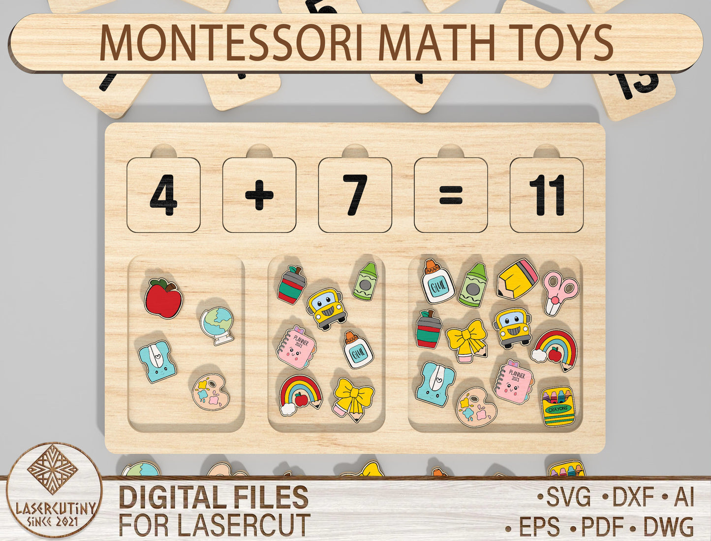 Montessori Math Toy SVG File for Glowforge and LightBurn
