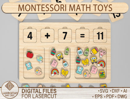 Montessori Math Toy SVG File for Glowforge and LightBurn