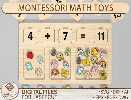 Montessori Math Toy SVG File for Glowforge and LightBurn