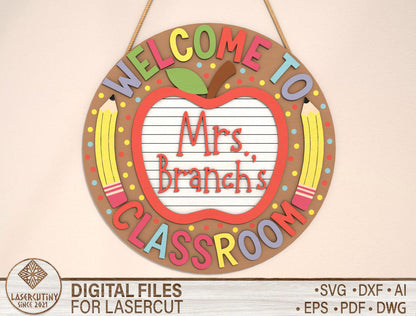 Welcome Classroom Door Sign SVG Laser Cut File for xTool and Glowforge