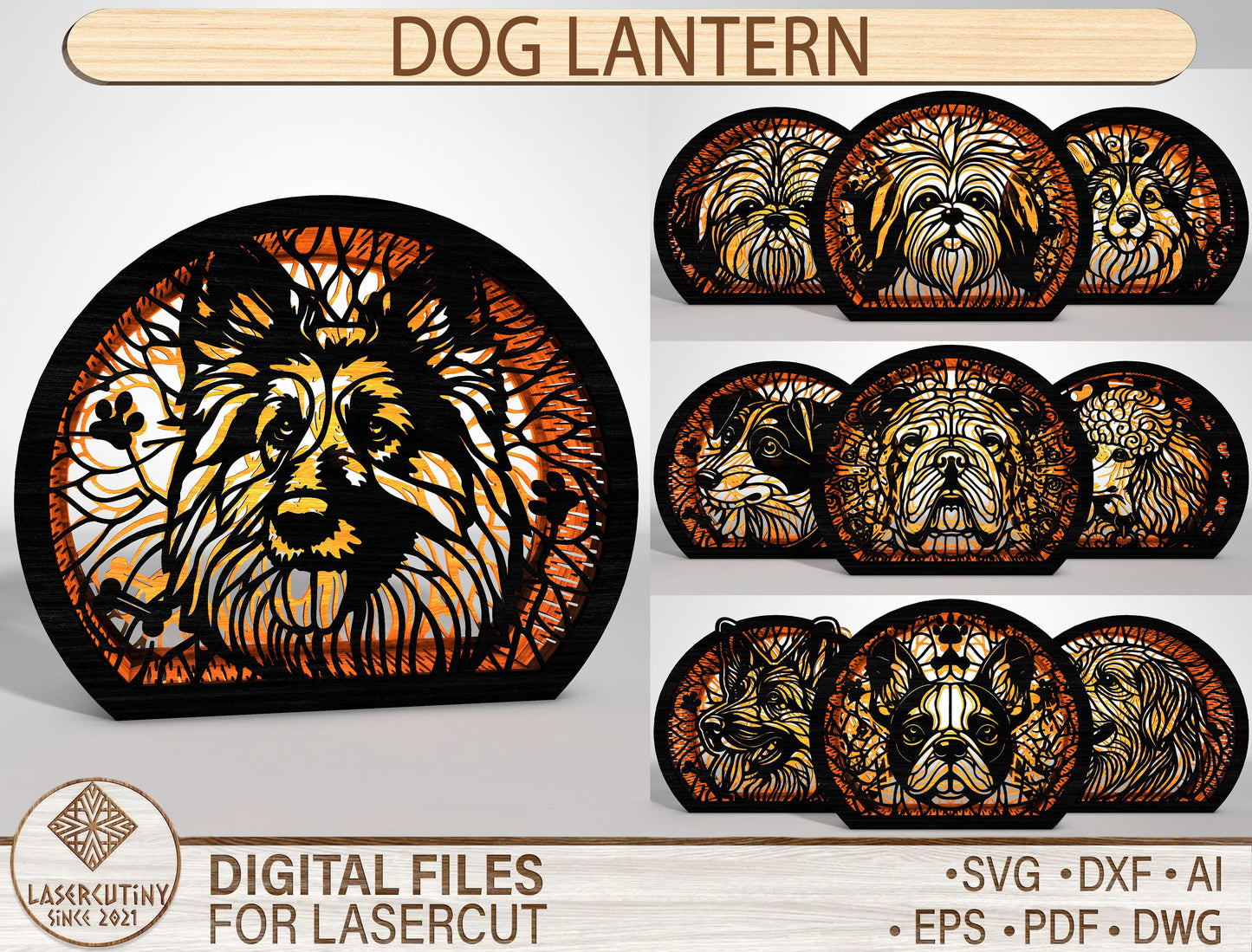 DIY Dog Lantern SVG Bundle Laser Cut File for xTool, Glowforge, or LightBurn