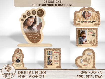 First Mother's Day Photo Frame SVG Bundle for xTool and Glowforge