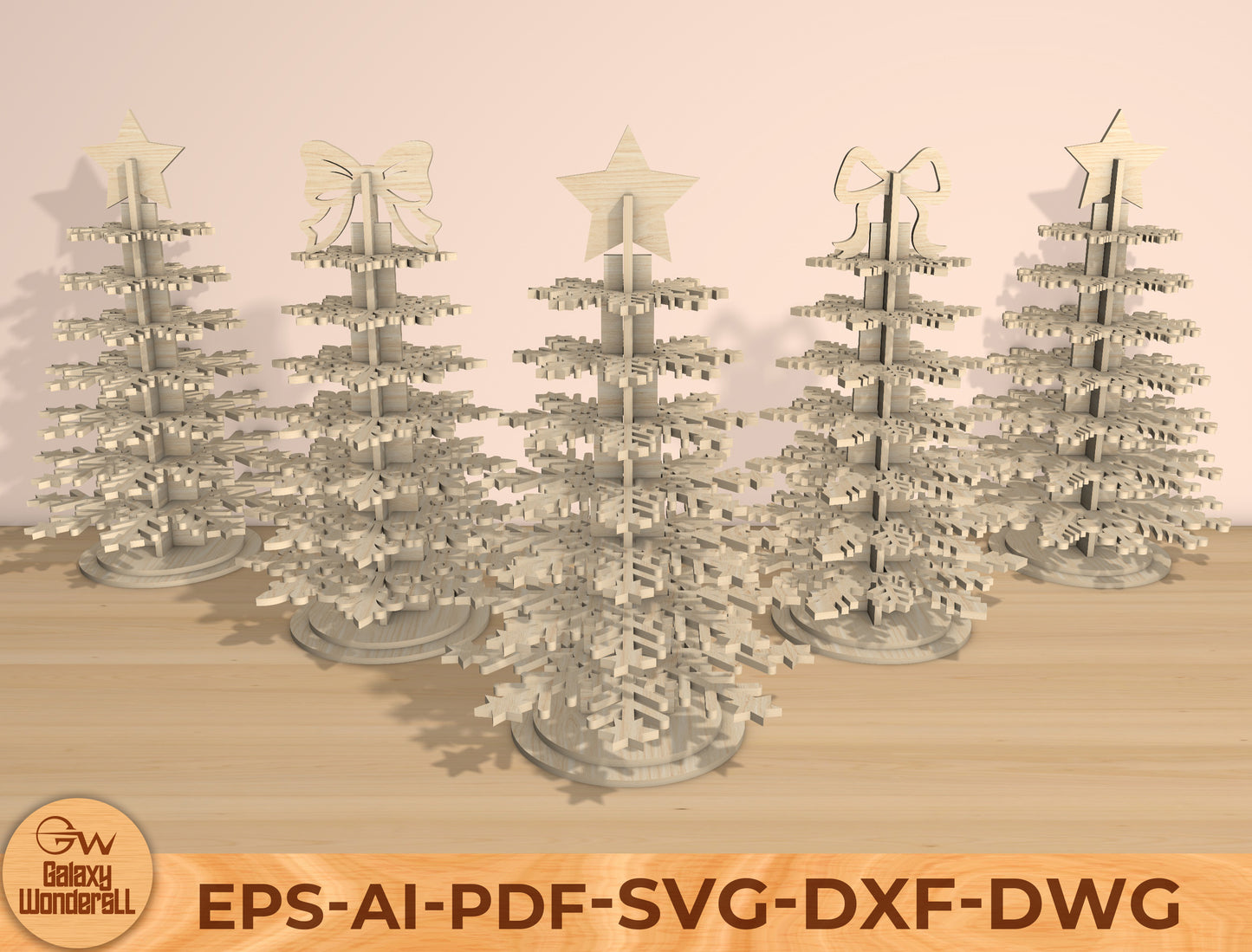 3D Snowflake Christmas Tree Laser Cut File | Ready to Cut | Glowforge, xTool, LightBurn, etc.