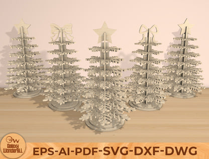 3D Snowflake Christmas Tree Laser Cut File | Ready to Cut | Glowforge, xTool, LightBurn, etc.