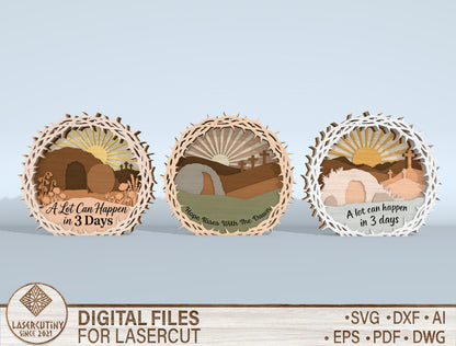 Easter Cross Multilayer SVG Bundle Jesus Scene for Glowforge and xTool