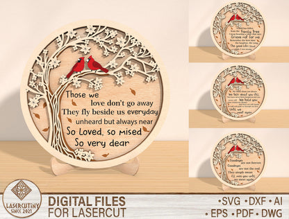 Blossom Tree Cardinal Memorial SVG Laser Cut File for xTool