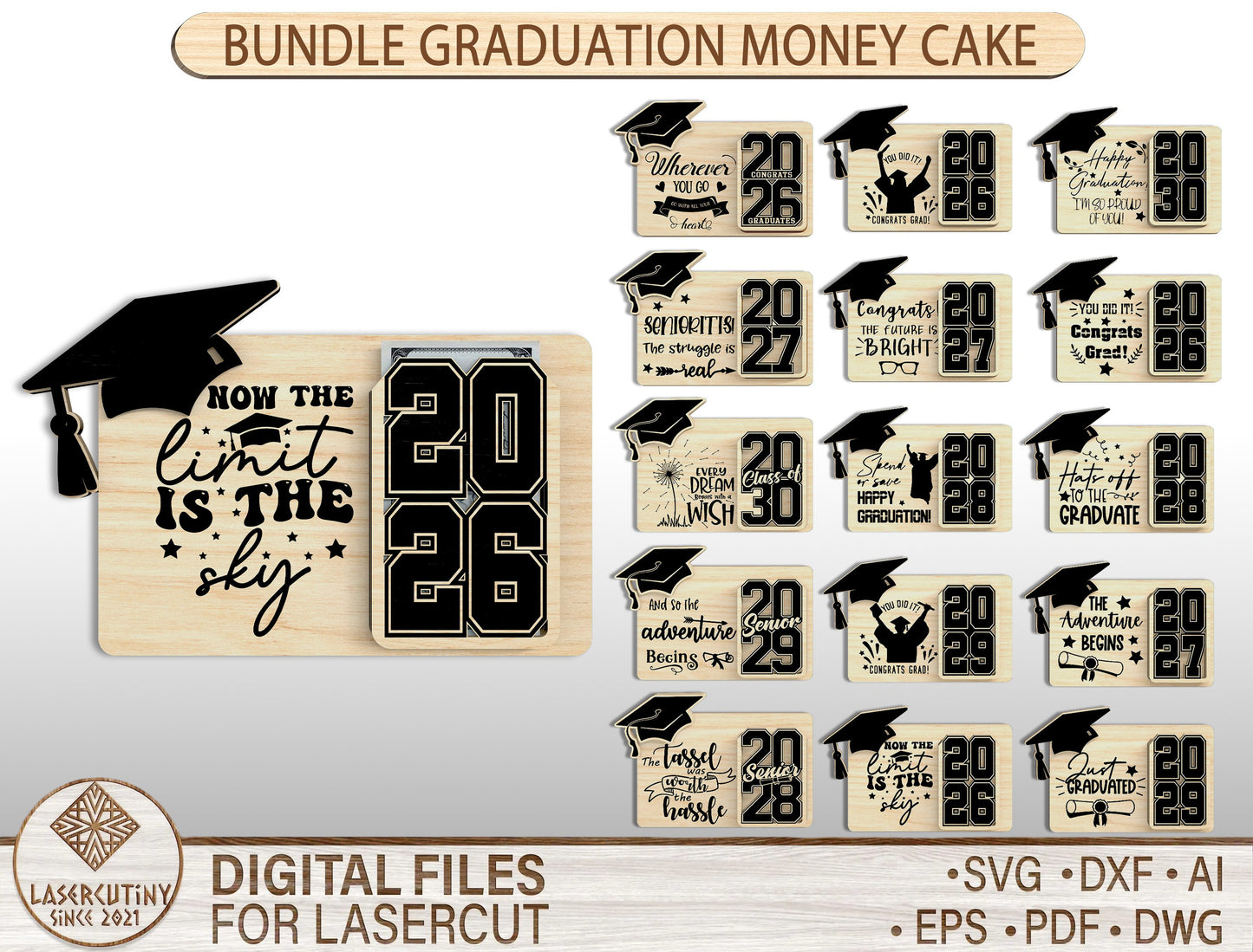 Graduation Money Holder SVG Bundle for Glowforge and xTool