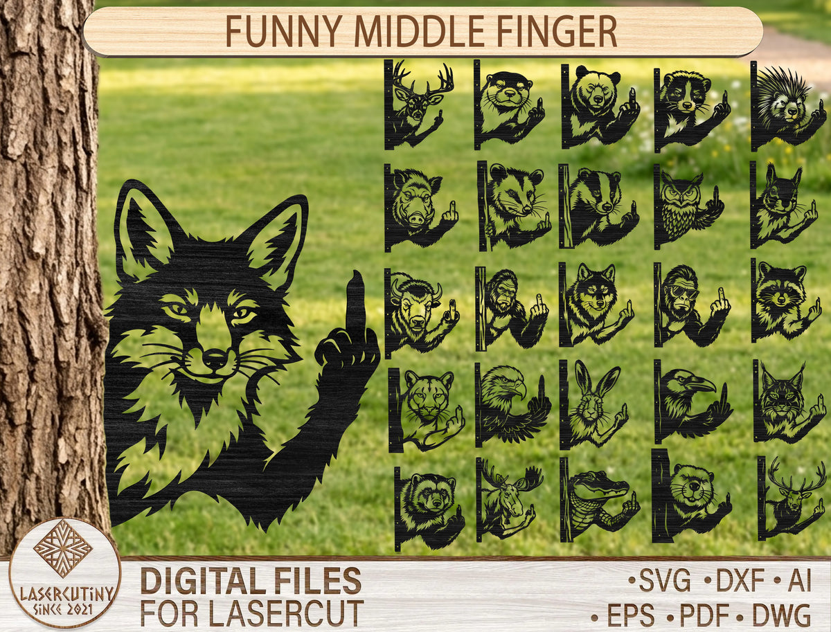 Funny Middle Finger SVG Peeking Animal Bundle