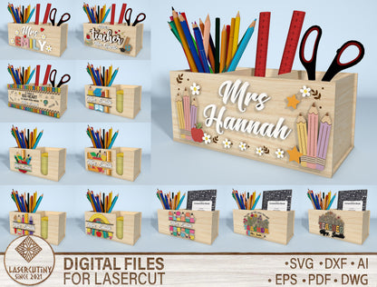 Personalized en Holder SVG Bundle for Glowforge and xTool