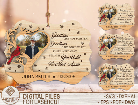Scalloped Cardinal Photo Memorial Ornament SVG for LightBurn