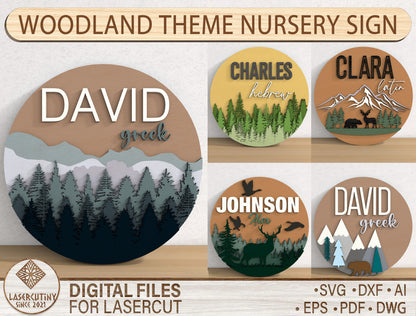 Woodland Nursery Sign SVG File for LightBurn and Glowforge