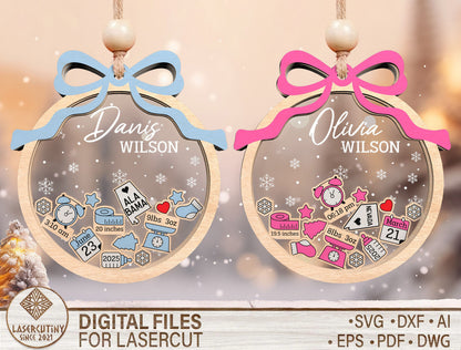 Personalized Baby Birth Announcement Christmas Ornament SVG 1