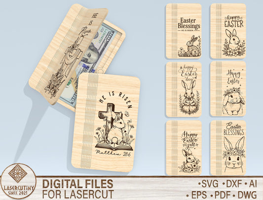 Easter Money Holder Gift Box SVG Religious Bunny for Glowforge and xTool