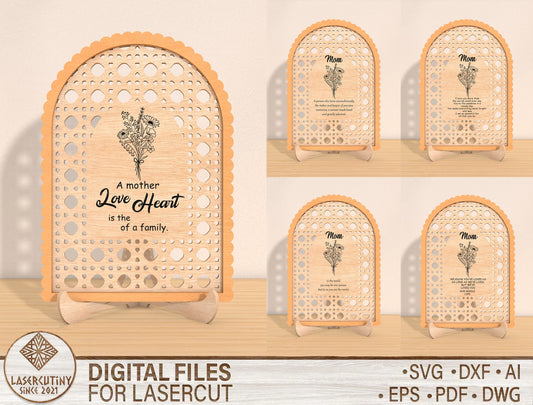 Mother's Day Floral Arch Sign SVG Bundle for Glowforge and xTool