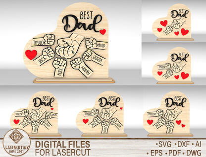 Personalized Best Dad Fist Bump Sign SVG Laser Cut File for Glowforge and xTool