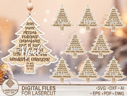 Names of Jesus Christmas Tree Ornament SVG Bundle 1