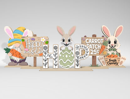 Easter Bunny Gnome Carrot Patch Shelf Sitter SVG Bundle for Glowforge and xTool