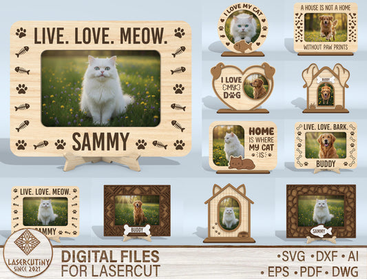 Pet Photo Frame SVG Bundle Laser Cut File for Glowforge and xTool