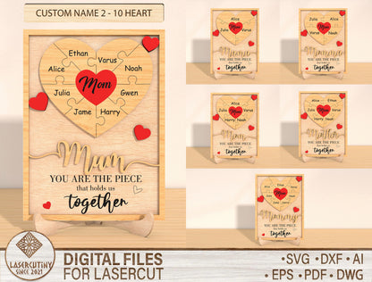 Personalized Heart Family Sign SVG Custom Names for xTool