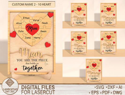 Personalized Heart Family Sign SVG Custom Names for xTool