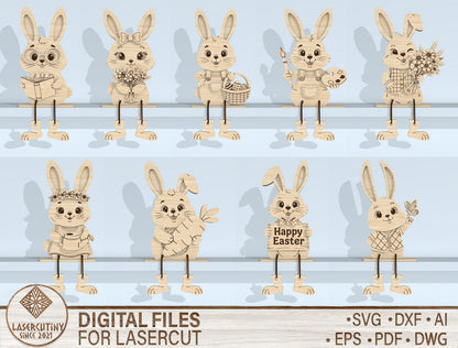 Easter Bunny Shelf Sitters SVG Bundle for LightBurn and Glowforge