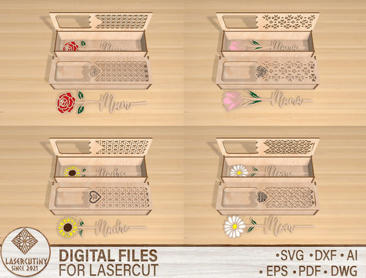 Mother’s Day Floral Gift Box SVG Laser Cut File for Glowforge