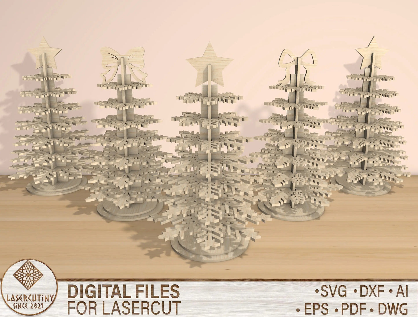 3D Snowflake Christmas Tree Laser Cut File | Ready to Cut | Glowforge, xTool, LightBurn, etc. My Store