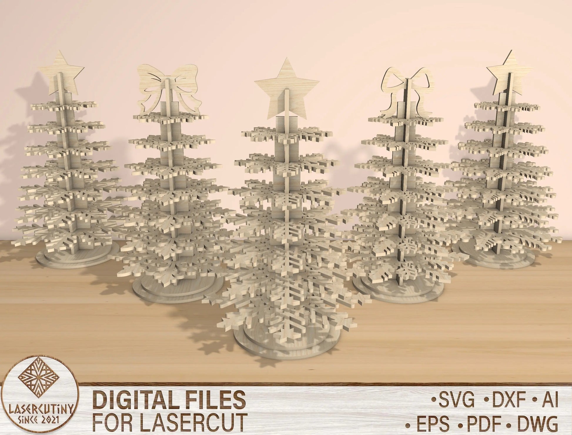 3D Snowflake Christmas Tree Laser Cut File | Ready to Cut | Glowforge, xTool, LightBurn, etc. My Store